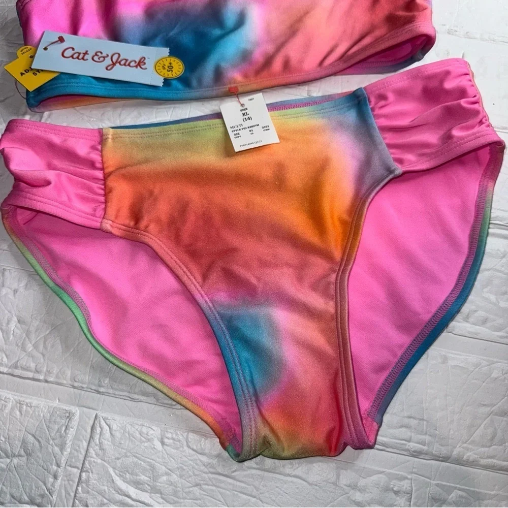 New Cat & Jack Colorful Tie-Dye Bikini Set Size XL (14)